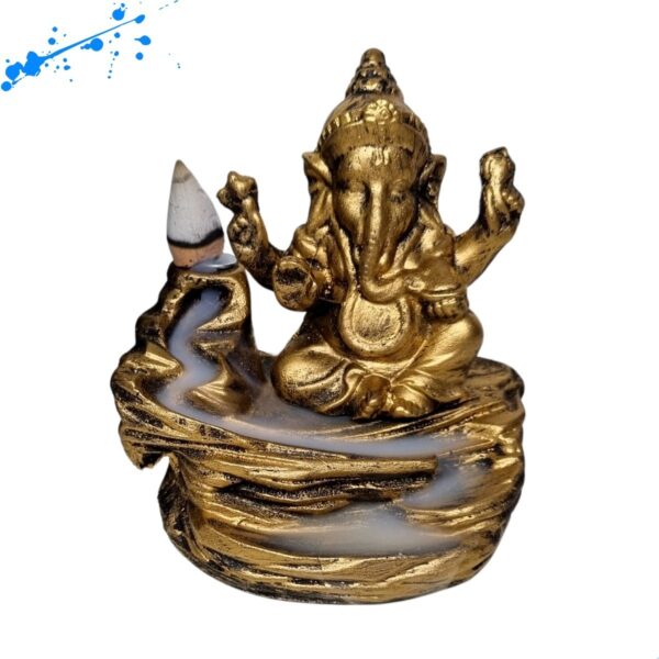 Incensario Cascata Pedra Ganesha - Ouro