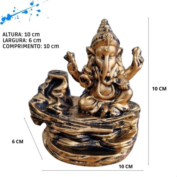Incensario Cascata Pedra Ganesha - Ouro