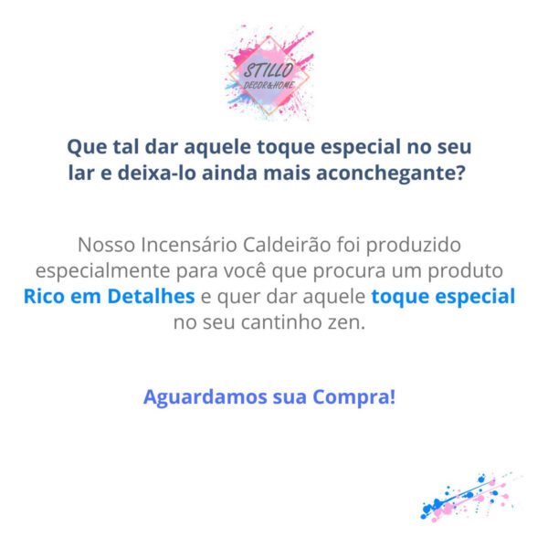 Incensário Vareta Caldeirão Pq