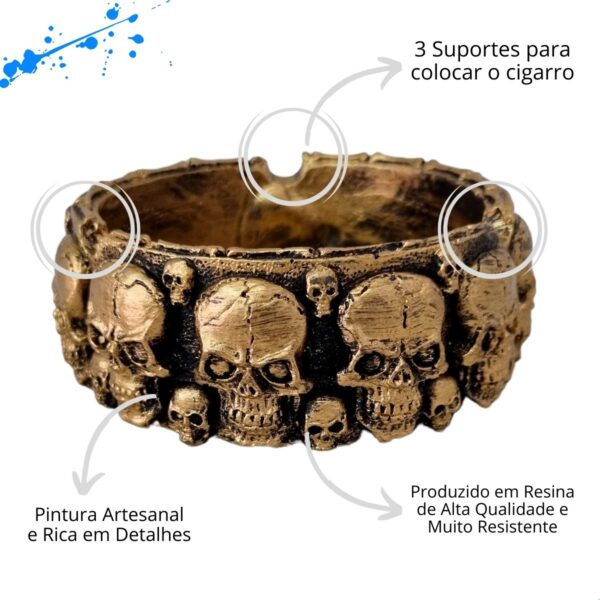 Cinzeiro Caveirinha ouro