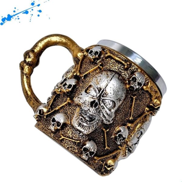 Caneca Alça de Osso Caveira Grande - Ouro