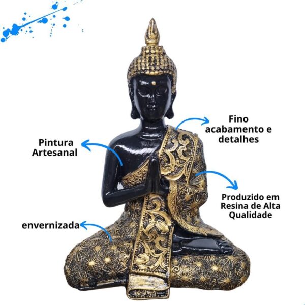 Buda Hindu M Mudra - Preto e Ouro