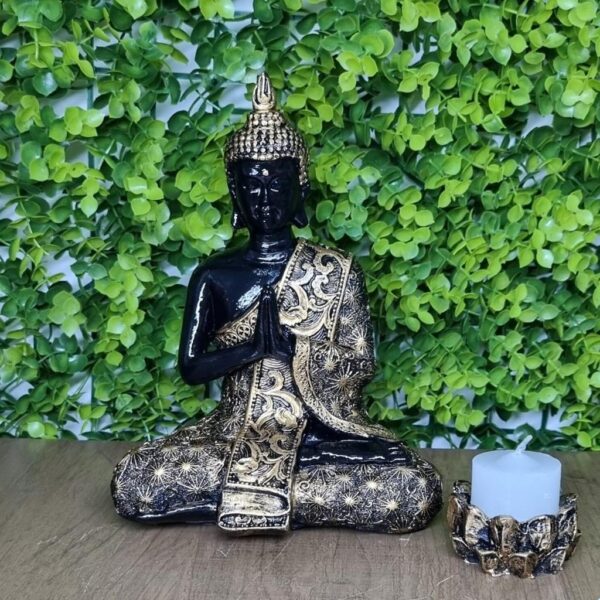 Buda Hindu M Mudra - Preto e Ouro
