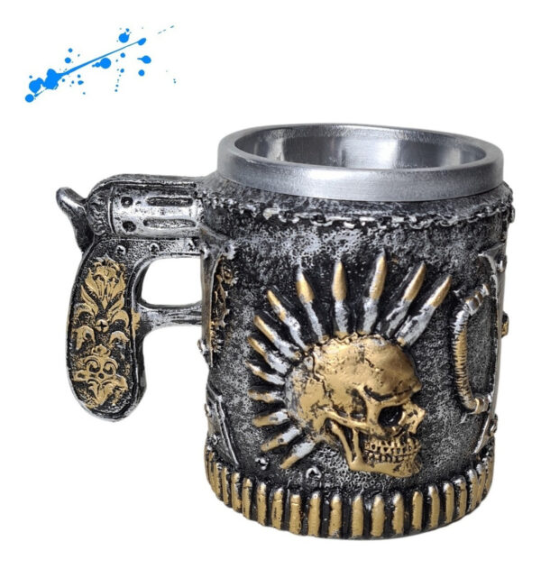 Caneca Punk Alça De Arma - Prata e Ouro