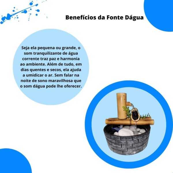 Fonte Cascata Dágua Bacia Tijolinho Biqueira Dupla Bambu