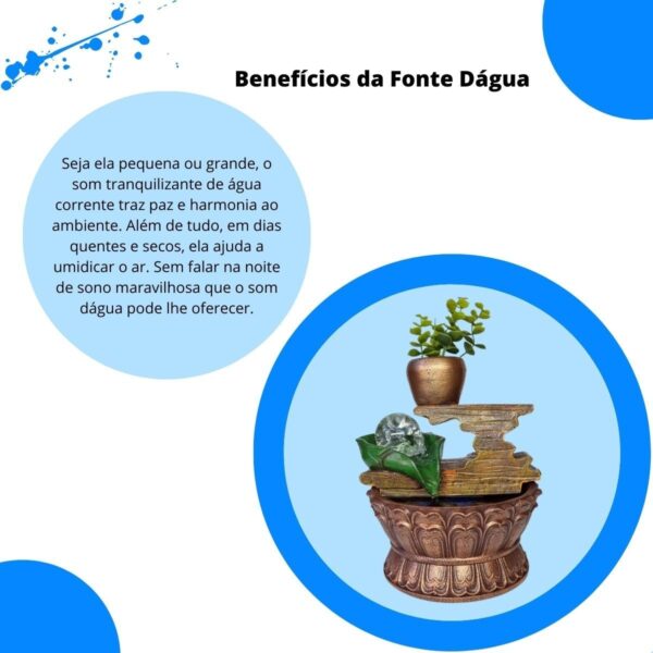 Fonte Tronco folha verde com Vaso e Esfera - Marrom