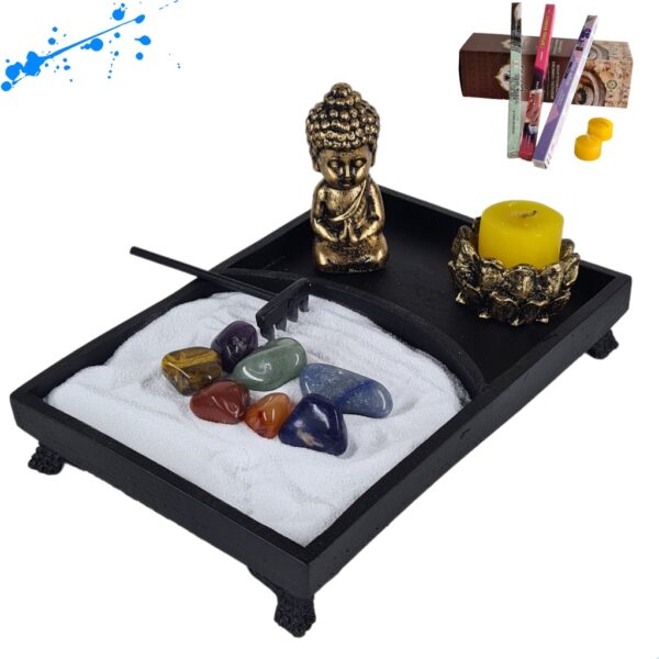Jardim Zen Japones Retangular Com Buda Infantil 7 Chakras