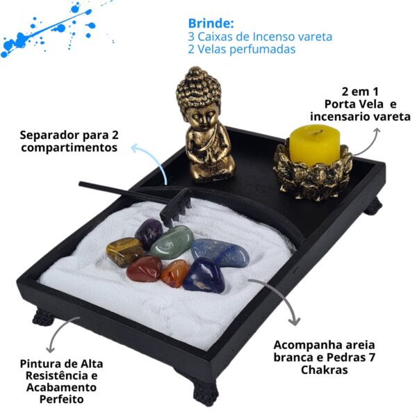 Jardim Zen Japones Retangular Com Buda Infantil 7 Chakras