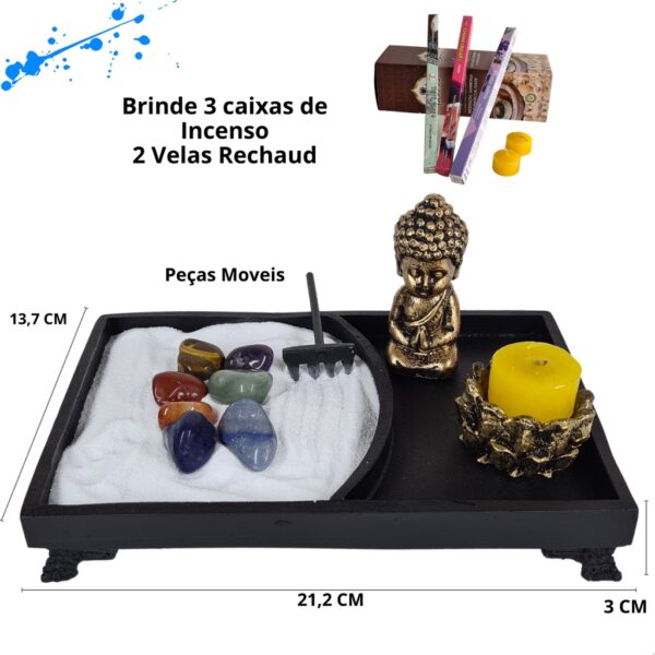 Jardim Zen Japones Retangular Com Buda Infantil 7 Chakras