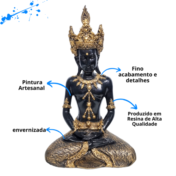 Buda Tibetano G. Oco - Preto e Ouro