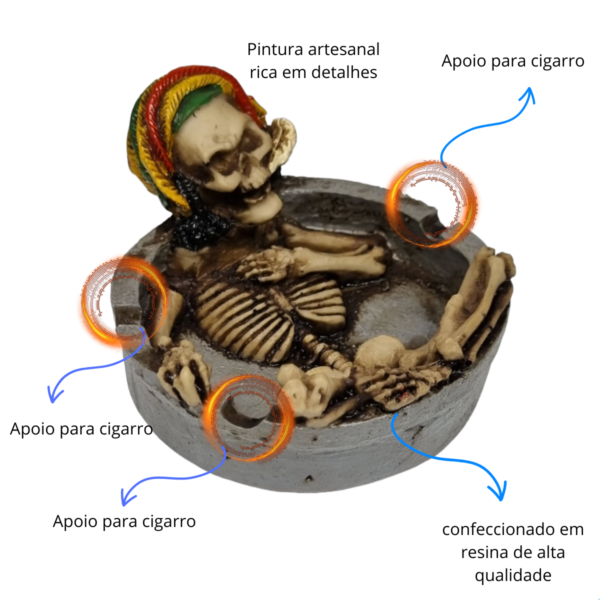 Cinzeiro Bob Marley Caveira