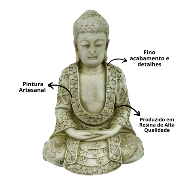 Buda Hindu Meditando G. Oco - Branco Betume