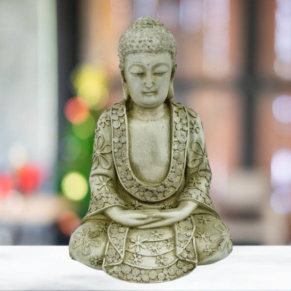Buda Hindu Meditando G. Oco - Branco Betume