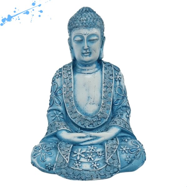 Buda Hindu Meditando G. Oco - Branco Azul