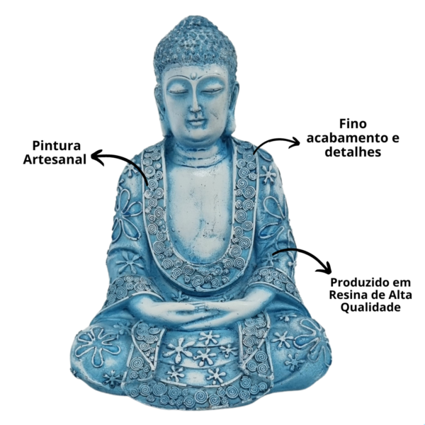 Buda Hindu Meditando G. Oco - Branco Azul