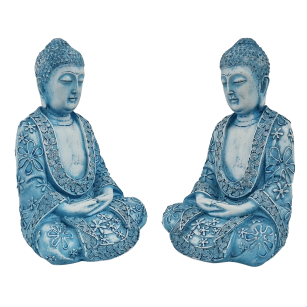 Buda Hindu Meditando G. Oco - Branco Azul