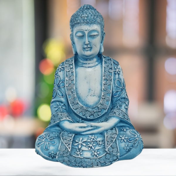 Buda Hindu Meditando G. Oco - Branco Azul