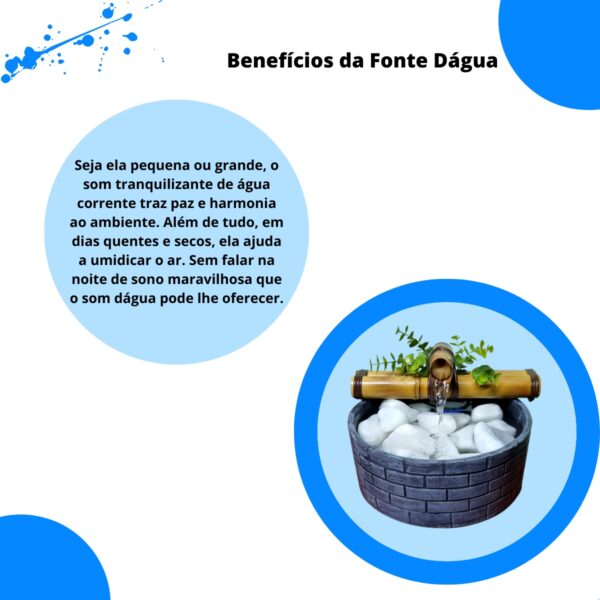 Fonte Cascata Bacia Tijolinho Bica Simples 20 CM - Cinza