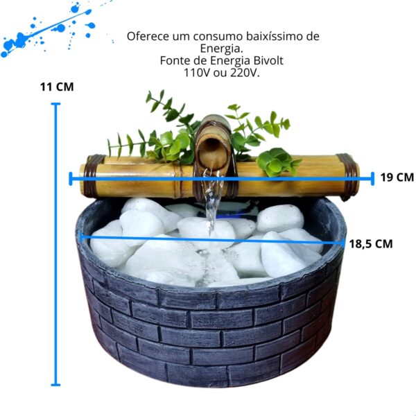 Fonte Cascata Bacia Tijolinho Bica Simples 20 CM - Cinza