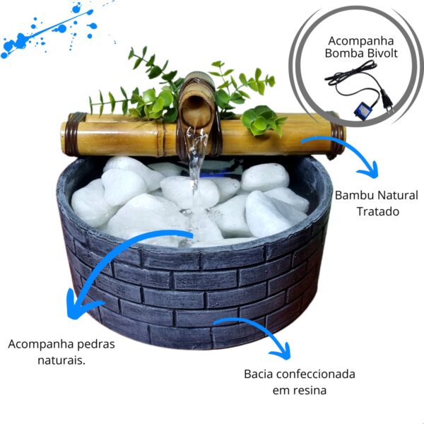 Fonte Cascata Bacia Tijolinho Bica Simples 20 CM - Cinza