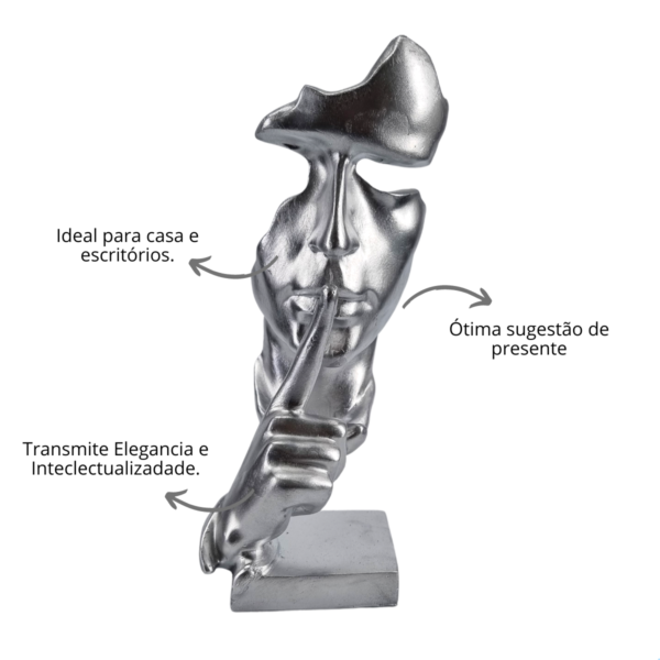 Estatueta Decorativa Face Silencio Prata - Prata