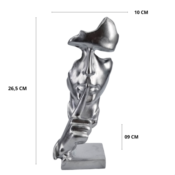 Estatueta Decorativa Face Silencio Prata - Prata