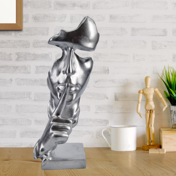 Estatueta Decorativa Face Silencio Prata - Prata