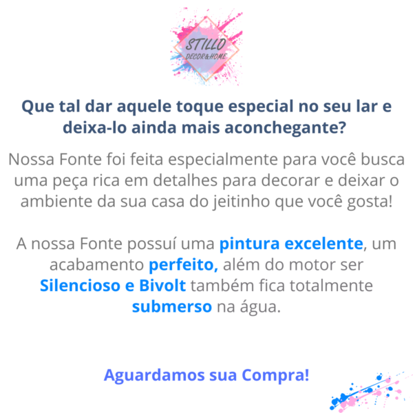 Fonte Cascata Bacia Redonda com Tronco Preto