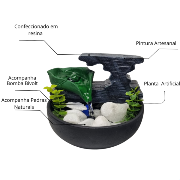 Fonte Cascata Bacia Redonda com Tronco Preto