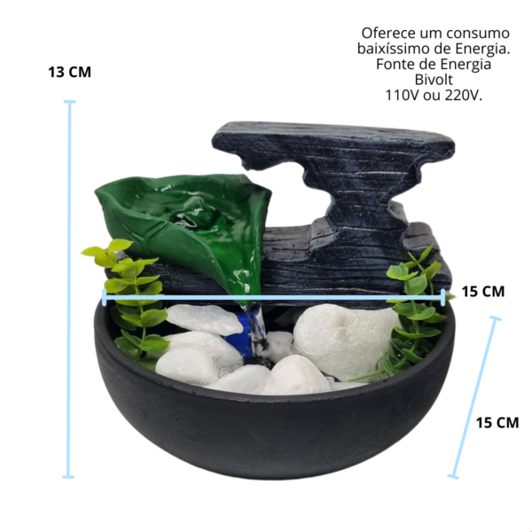 Fonte Cascata Bacia Redonda com Tronco Preto