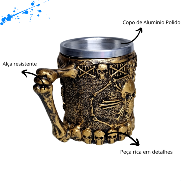 Caneca Caveira Alça De Osso