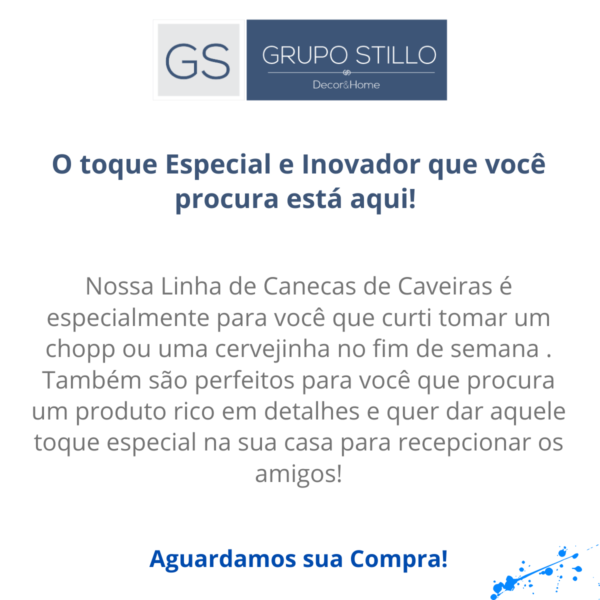 Caneca Caveira Alça De Osso prata