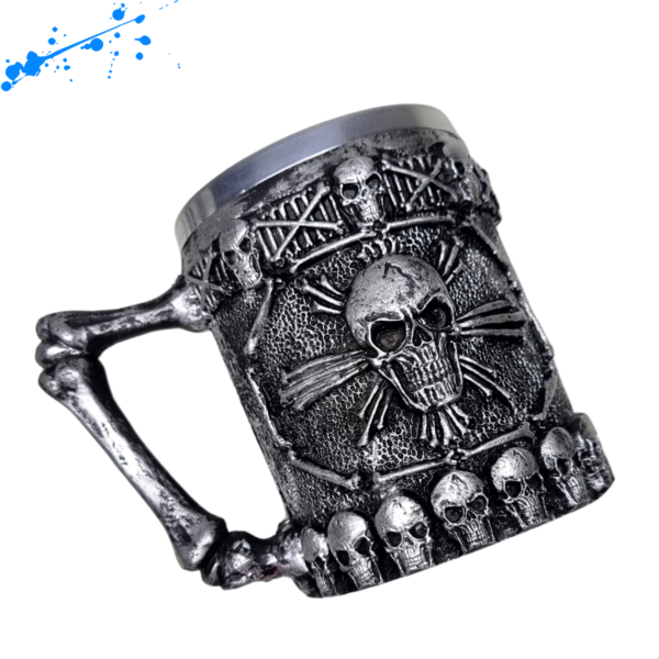 Caneca Caveira Alça De Osso prata