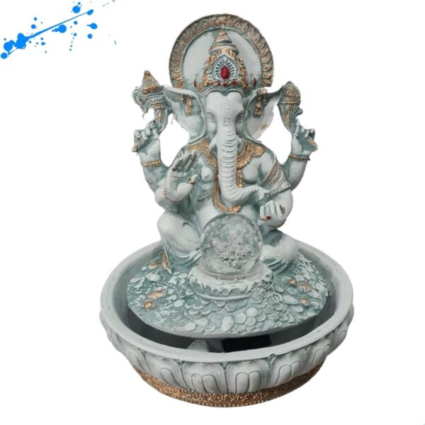 Fonte Ganesha com Esfera de Vidro VERDE