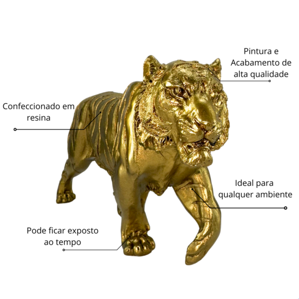 estatueta Decorativa Tigre Dourado