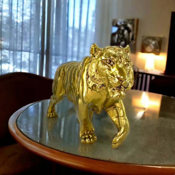 estatueta Decorativa Tigre Dourado