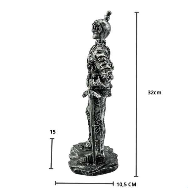 Estatueta Decorativa Guerreiro Medieval Templário em Resina 32 CM
