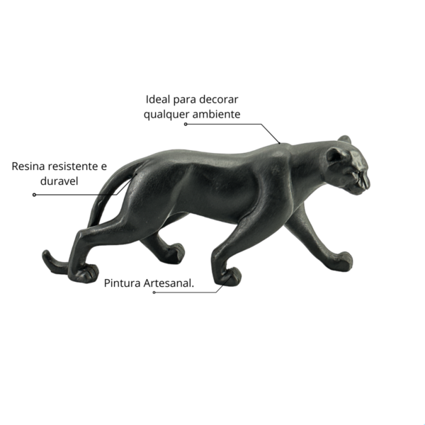 Pantera Negra Escultura Estatua Decoração Casa Leopardo pq
