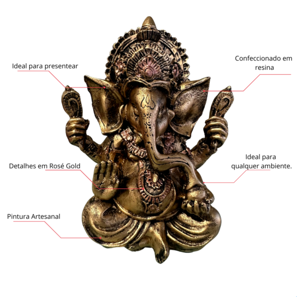 Estátua Ganesha Hindu Sorte Prosperidade Sabedoria Resina