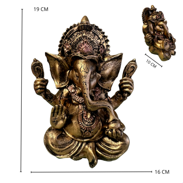 Estátua Ganesha Hindu Sorte Prosperidade Sabedoria Resina