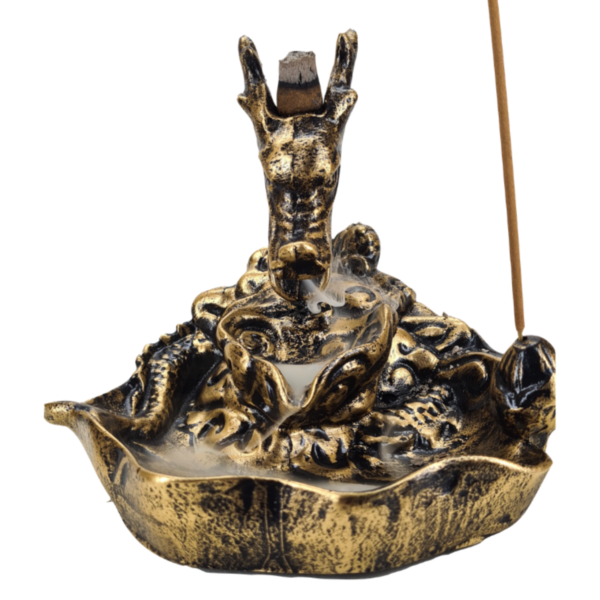 Incensario Cascata Dragão Guardião M dourado