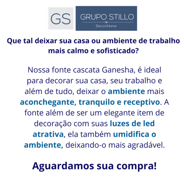 Fonte Ganesha com Esfera de Vidro CINZA