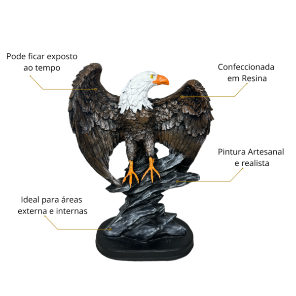 Estatueta Águia asa aberta Tronco
