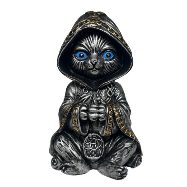 Estatueta Gato Bruxo Wicca com a esfera