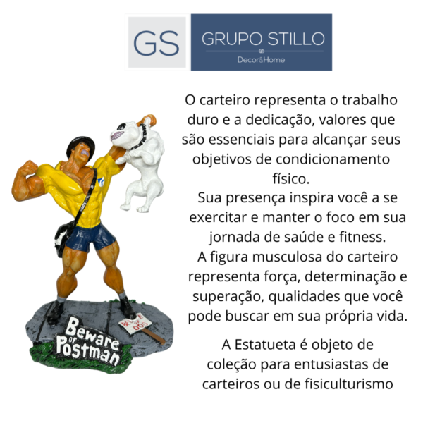 Estatueta Decorativa Carteiro e Pitbull Muscusloso