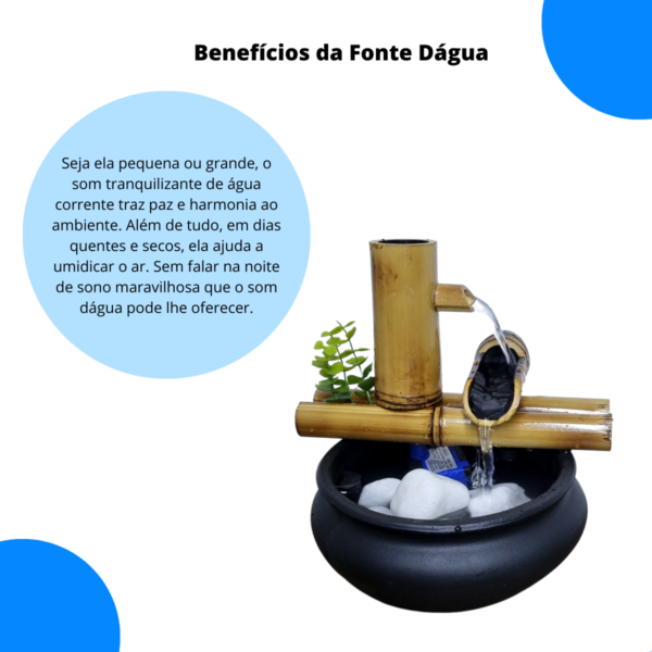 Fonte de àgua bacia alta com biqueira dupla de bambu