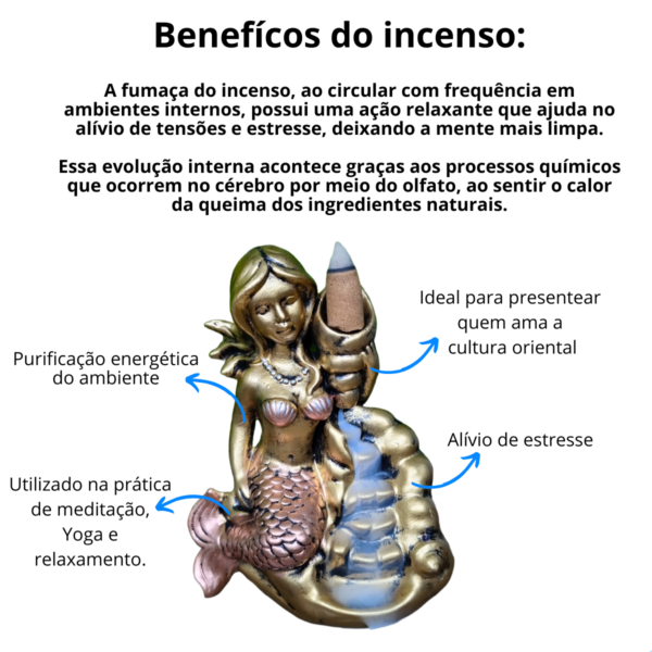 Incensário Cascata Sereia na Pedra - Ouro
