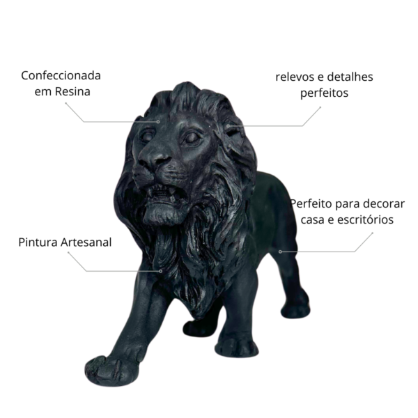 Estatueta Leão Preto 22 CM