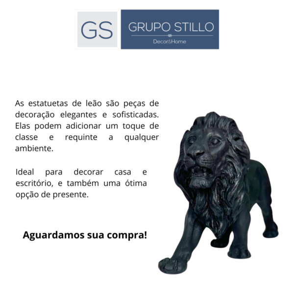 Estatueta Leão Preto 22 CM