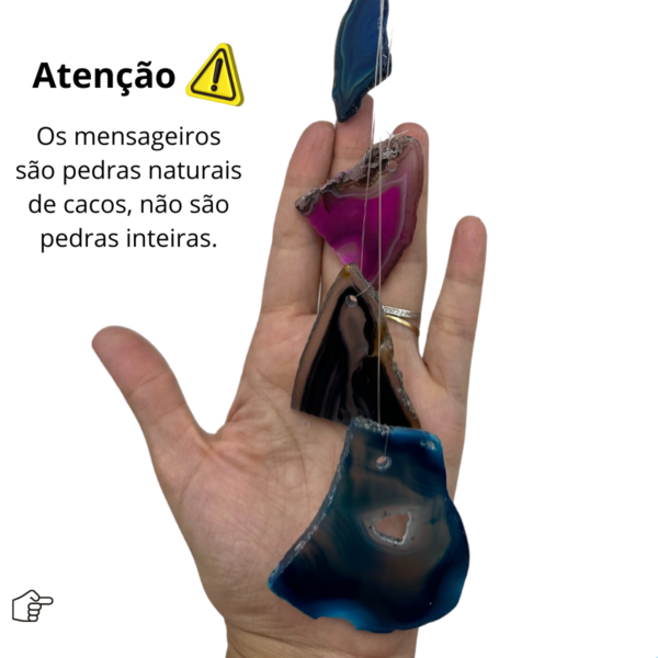 MENSAGEIRO DE PEDRA AGATA C/ 7 CHAPAS-CACOS SINO DOS VENTOS